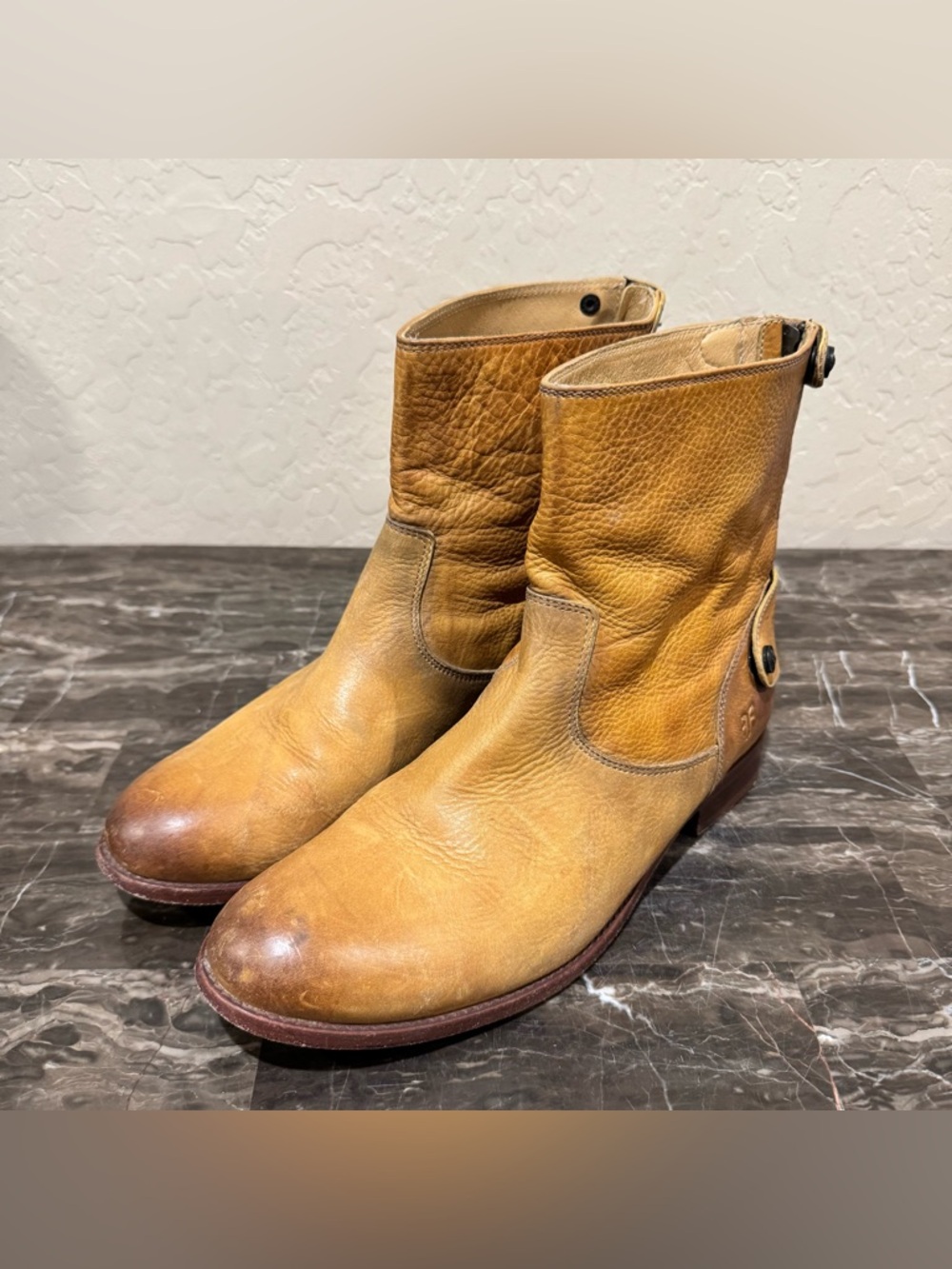 Frye Back Zip Leather Short Riding Boots - Picture 4 of 14
